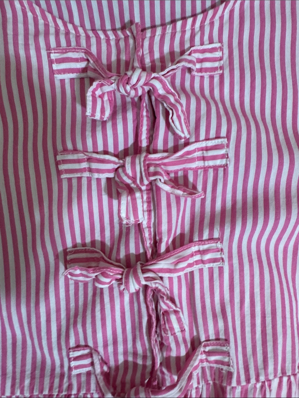 Women's Striped Peplum Bow-Front Top Pink White size L Coquette Feminine Whimsy - Picture 3 of 11